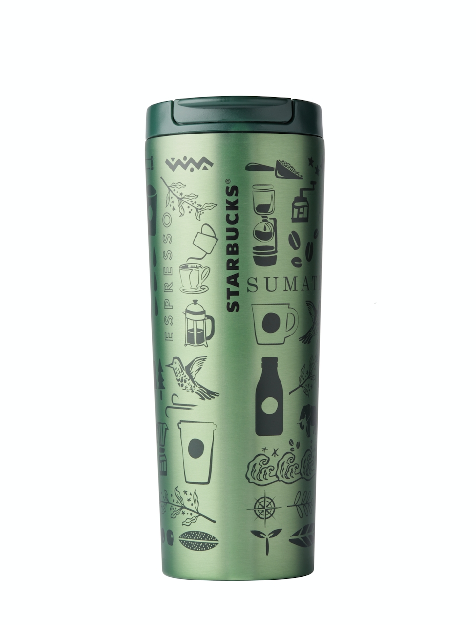 Starbucks 1999 Thermoserve Ribbed Travel Tumbler Water Lillies Frogs 12 oz NWT 